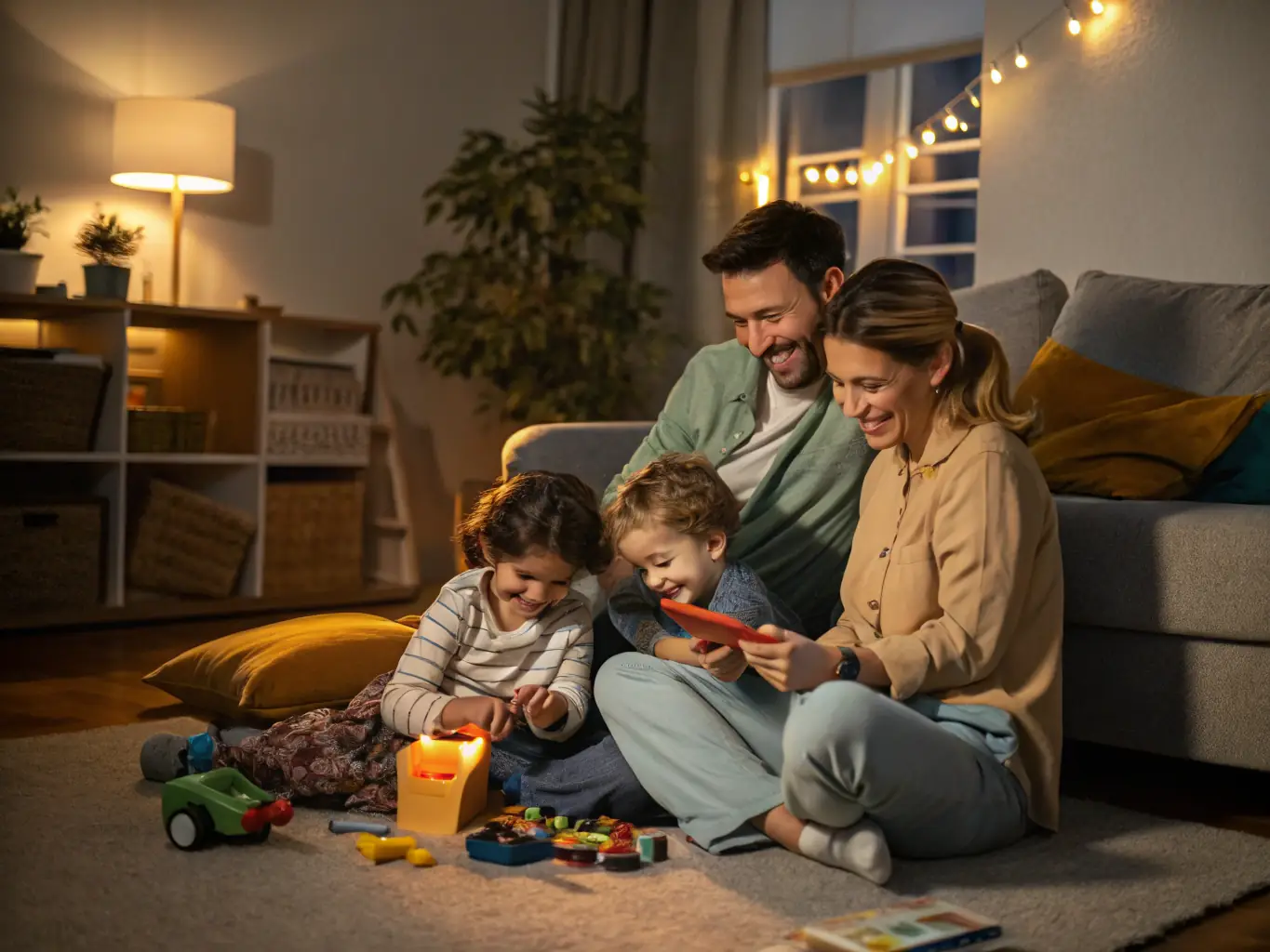 A heartwarming image of a family receiving assistance in their home, with a focus on creating a safe and nurturing environment.